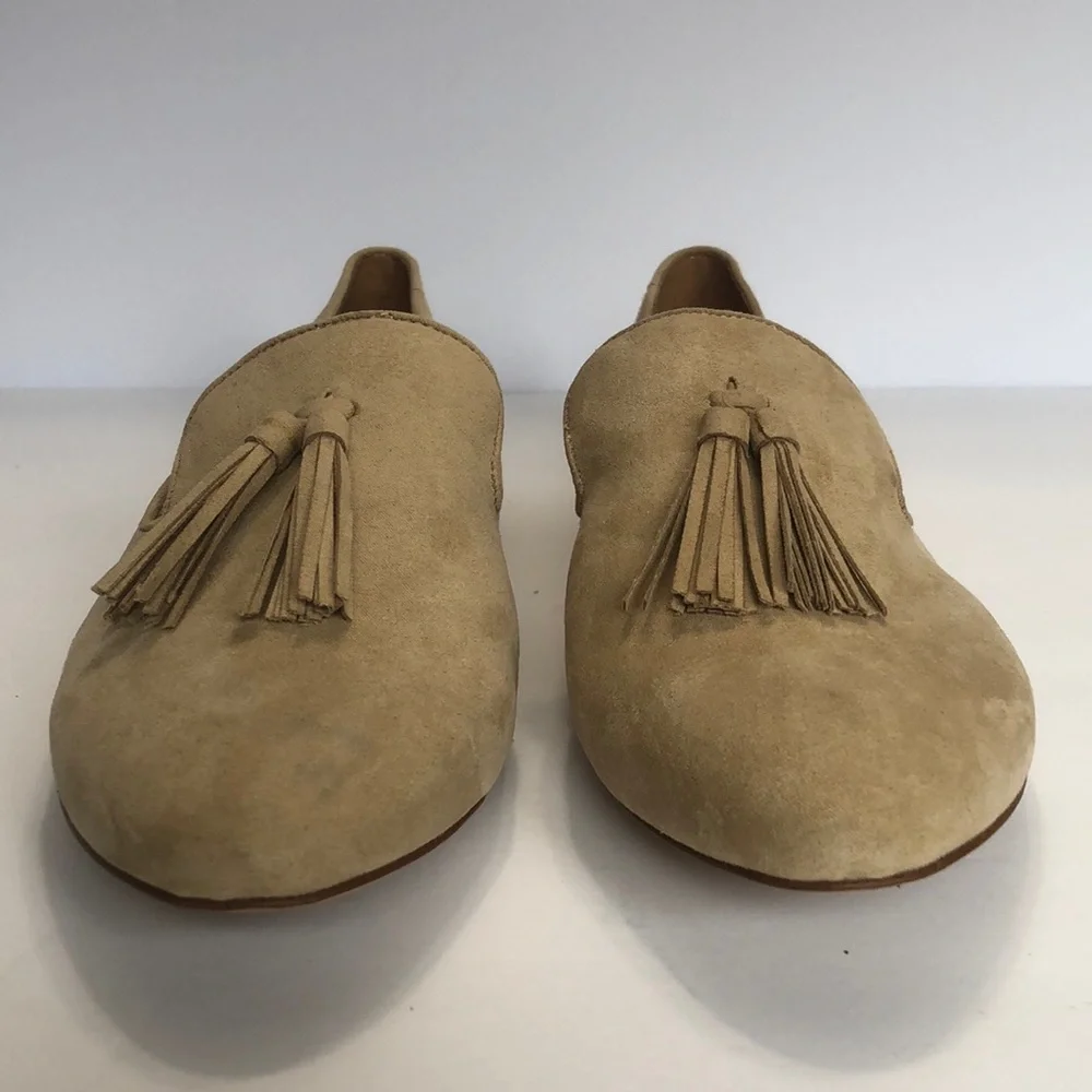 J. Crew Factory Cream Almond Toe Tasseled Slip on Flats size 11